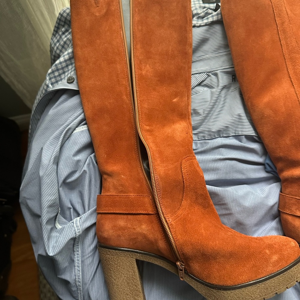 Anthropologie brand new Suede Knee-High Boots - burnt orange